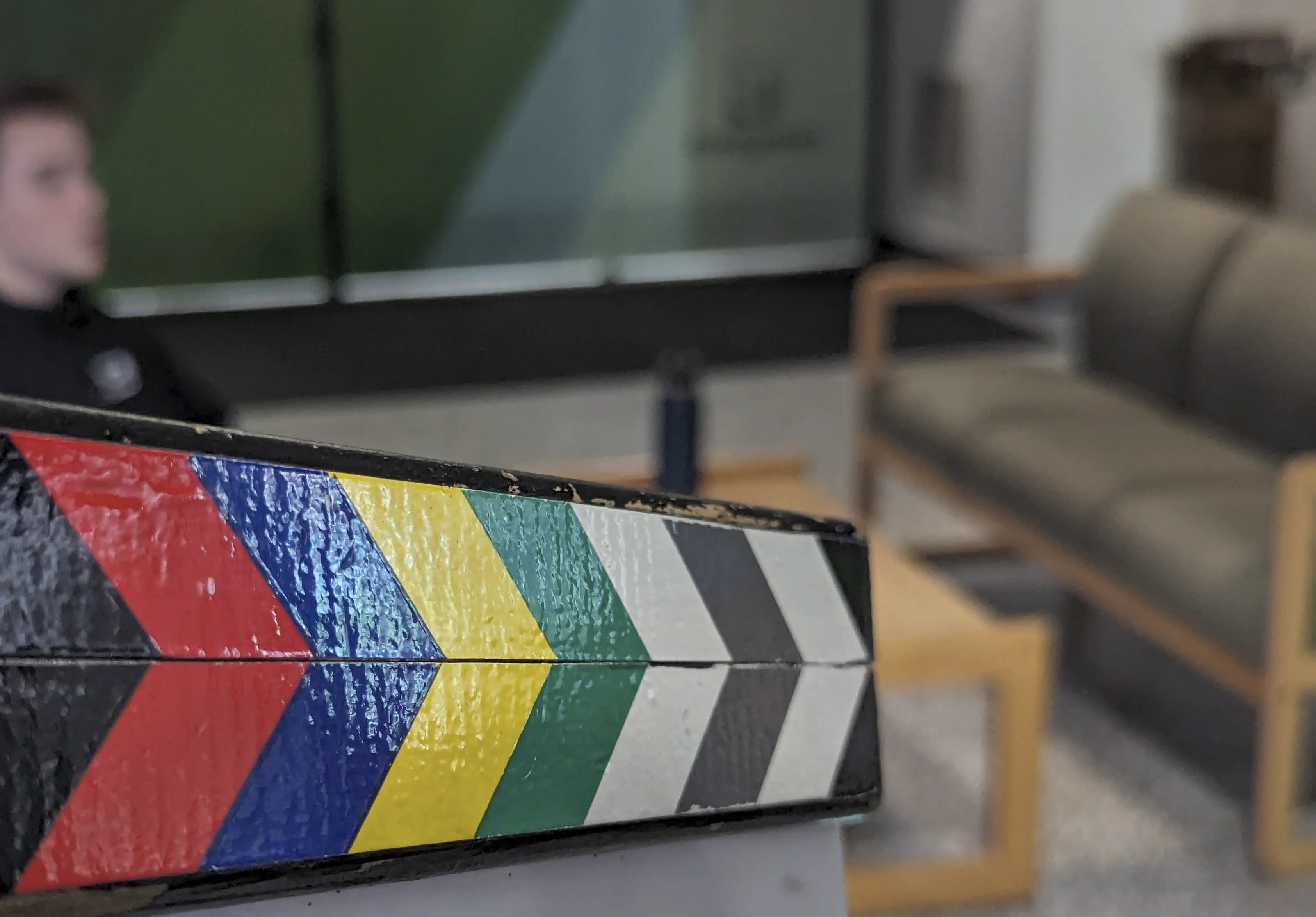 A clapperboard